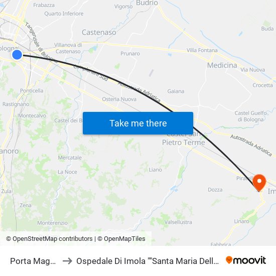 Porta Maggiore to Ospedale Di Imola ""Santa Maria Della Scaletta"" map