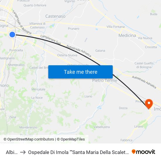 Albini to Ospedale Di Imola ""Santa Maria Della Scaletta"" map