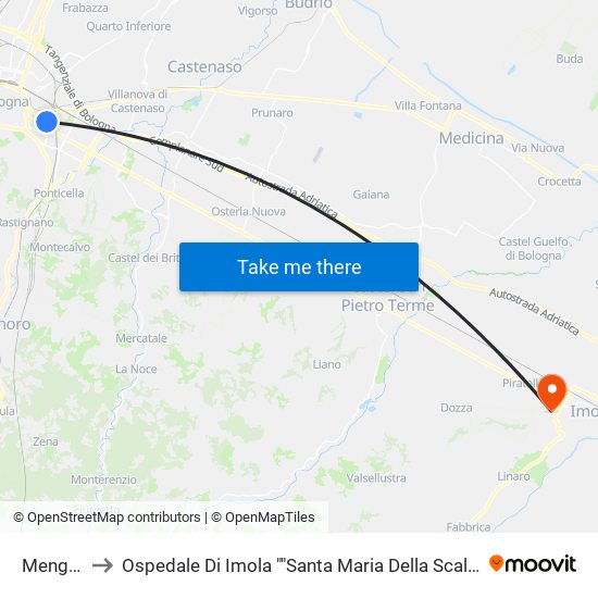 Mengoli to Ospedale Di Imola ""Santa Maria Della Scaletta"" map