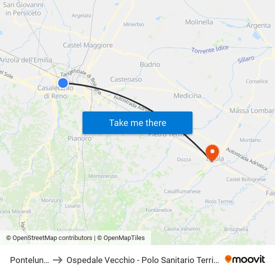 Pontelungo to Ospedale Vecchio - Polo Sanitario Territoriale map