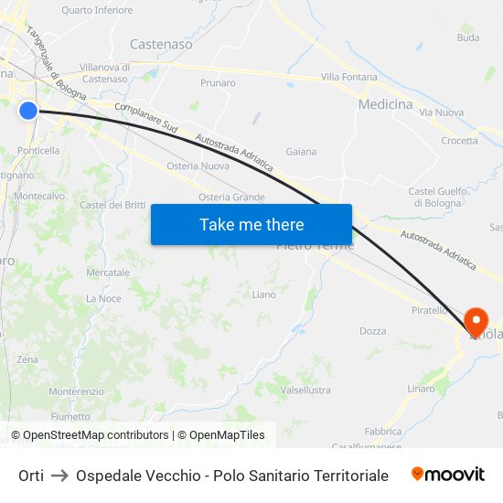Orti to Ospedale Vecchio - Polo Sanitario Territoriale map