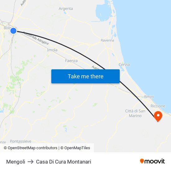 Mengoli to Casa Di Cura Montanari map