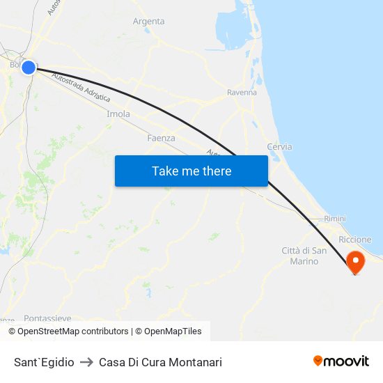 Sant`Egidio to Casa Di Cura Montanari map