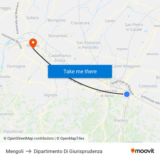 Mengoli to Dipartimento Di Giurisprudenza map