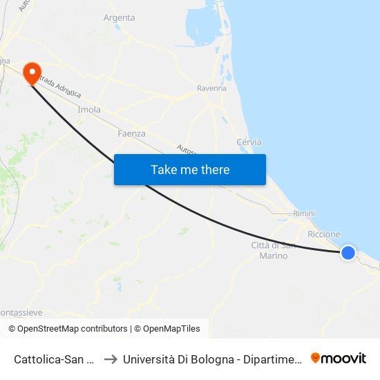 Cattolica-San Giovanni-Gabicce to Università Di Bologna - Dipartimento Di Scienze Mediche Veterinarie map