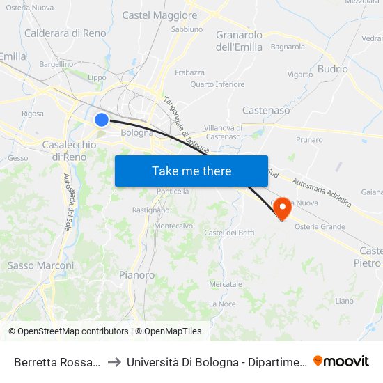 Berretta Rossa - Opificio Golinelli to Università Di Bologna - Dipartimento Di Scienze Mediche Veterinarie map