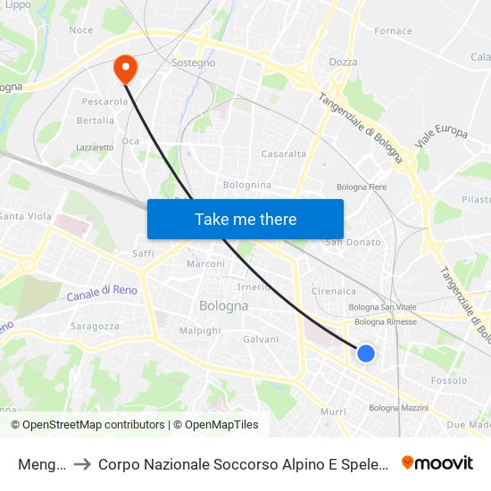 Mengoli to Corpo Nazionale Soccorso Alpino E Speleologico map