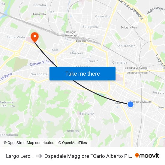 Largo Lercaro to Ospedale Maggiore ""Carlo Alberto Pizzardi"" map