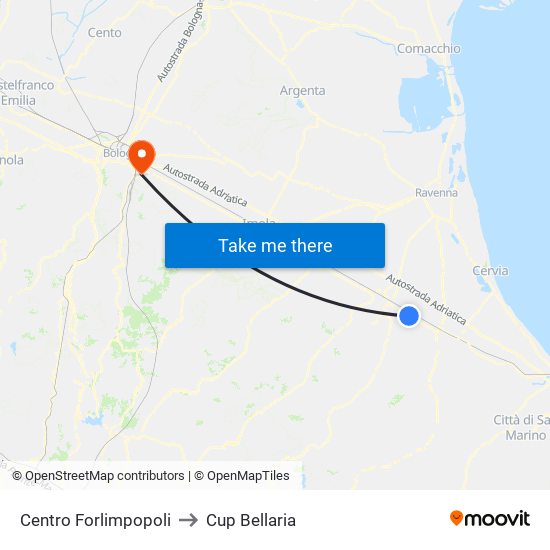 Centro Forlimpopoli to Cup Bellaria map