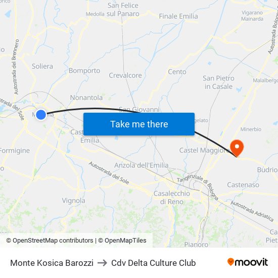 Monte Kosica Barozzi to Cdv Delta Culture Club map