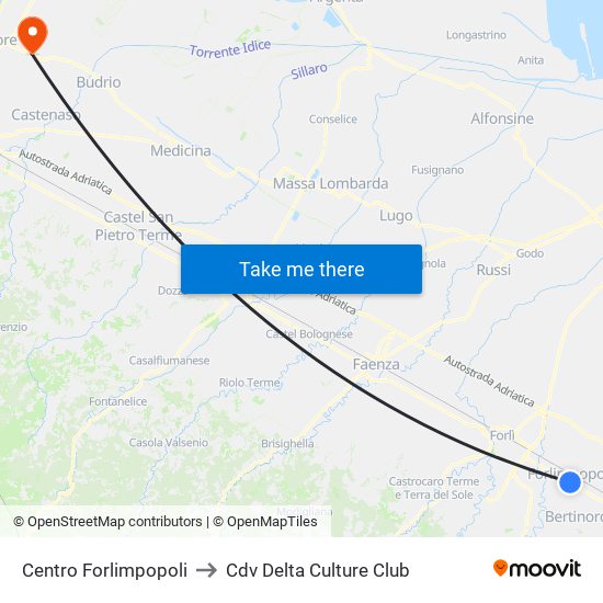 Centro Forlimpopoli to Cdv Delta Culture Club map