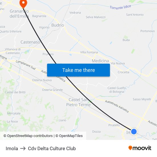 Imola to Cdv Delta Culture Club map