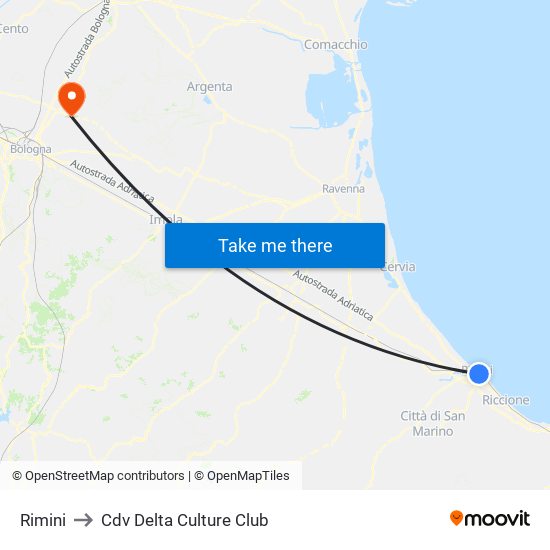 Rimini to Cdv Delta Culture Club map