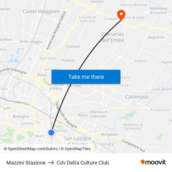 Mazzini Stazione to Cdv Delta Culture Club map