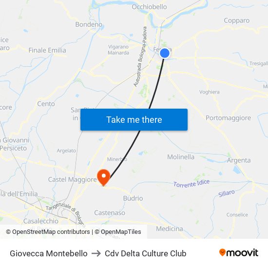 Giovecca Montebello to Cdv Delta Culture Club map