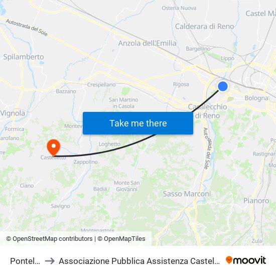 Pontelungo to Associazione Pubblica Assistenza Castello Di Serravalle Odv map