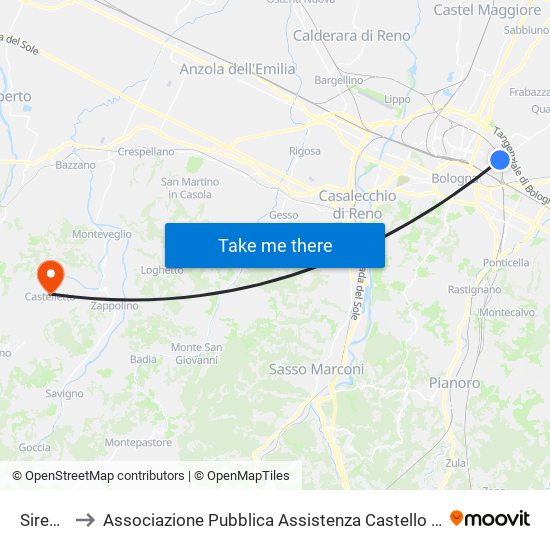 Sirenella to Associazione Pubblica Assistenza Castello Di Serravalle Odv map