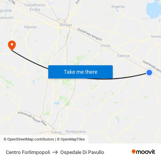 Centro Forlimpopoli to Ospedale Di Pavullo map