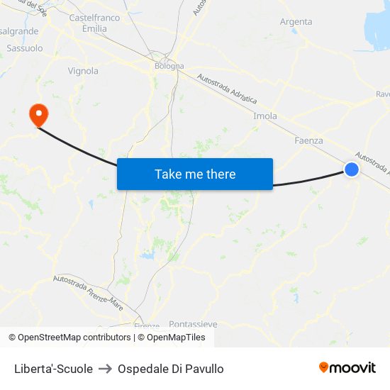 Liberta'-Scuole to Ospedale Di Pavullo map