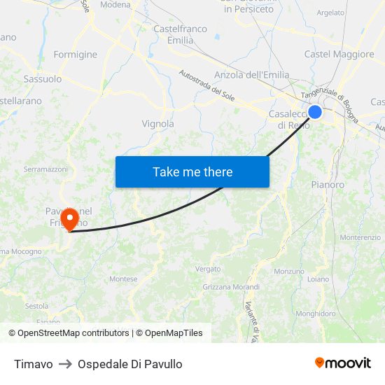 Timavo to Ospedale Di Pavullo map