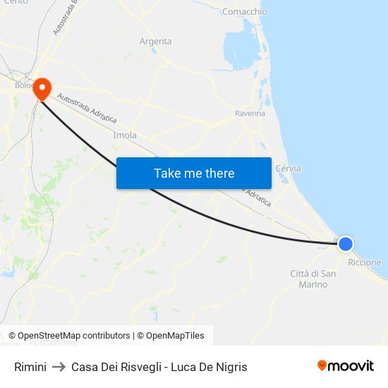 Rimini to Casa Dei Risvegli - Luca De Nigris map