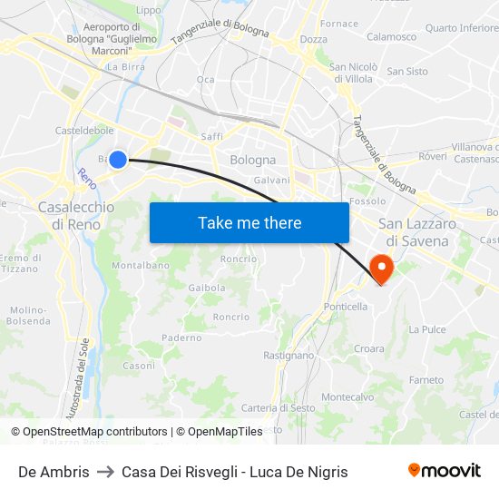 De Ambris to Casa Dei Risvegli - Luca De Nigris map