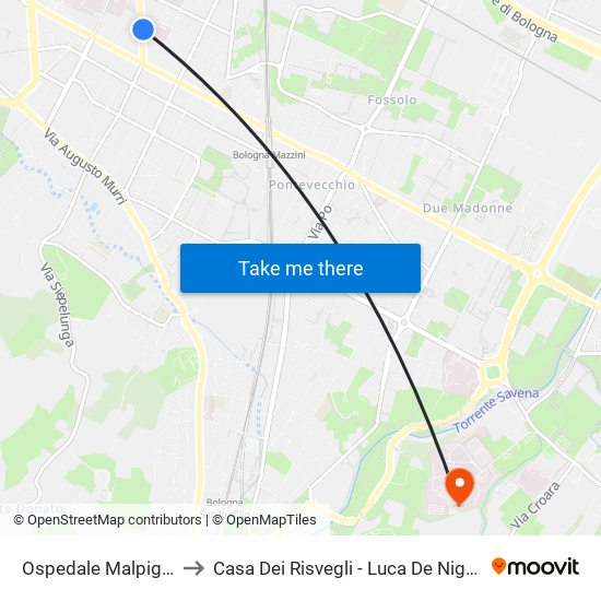 Ospedale Malpighi to Casa Dei Risvegli - Luca De Nigris map