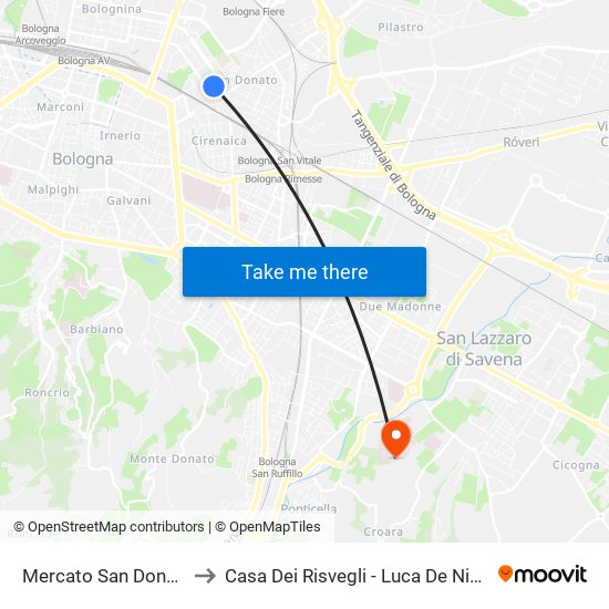 Mercato San Donato to Casa Dei Risvegli - Luca De Nigris map