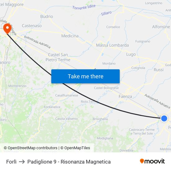 Forlì to Padiglione 9 - Risonanza Magnetica map