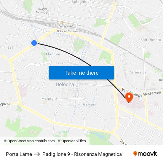 Porta Lame to Padiglione 9 - Risonanza Magnetica map