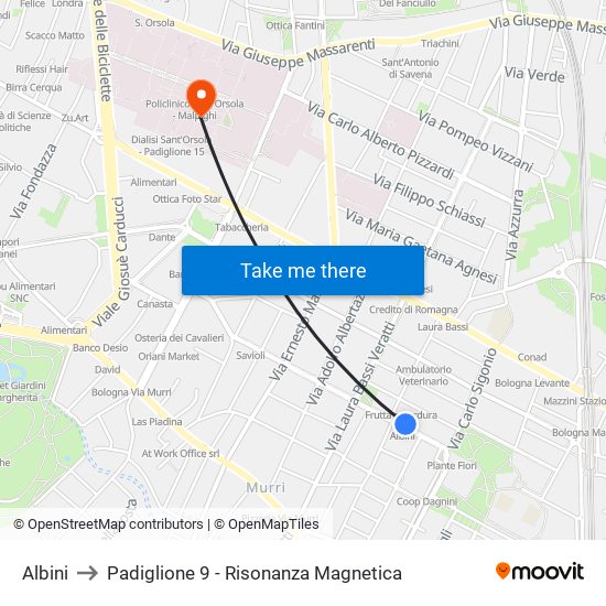 Albini to Padiglione 9 - Risonanza Magnetica map