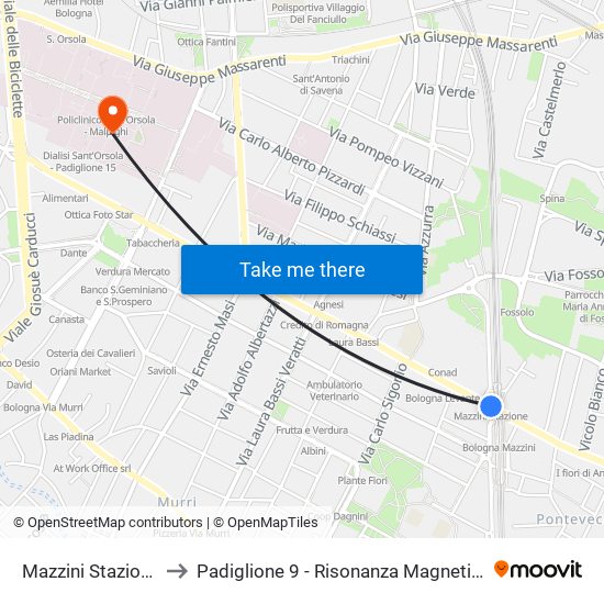 Mazzini Stazione to Padiglione 9 - Risonanza Magnetica map