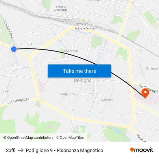 Saffi to Padiglione 9 - Risonanza Magnetica map