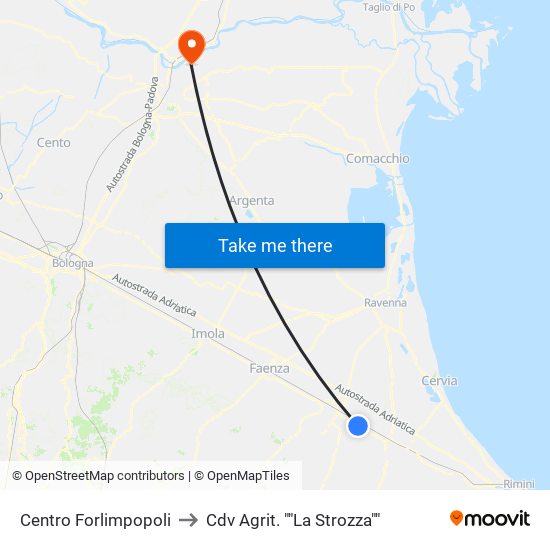 Centro Forlimpopoli to Cdv Agrit. ""La Strozza"" map