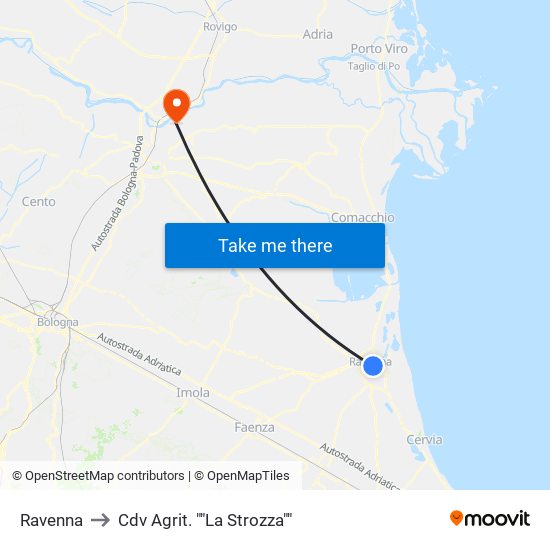 Ravenna to Cdv Agrit. ""La Strozza"" map