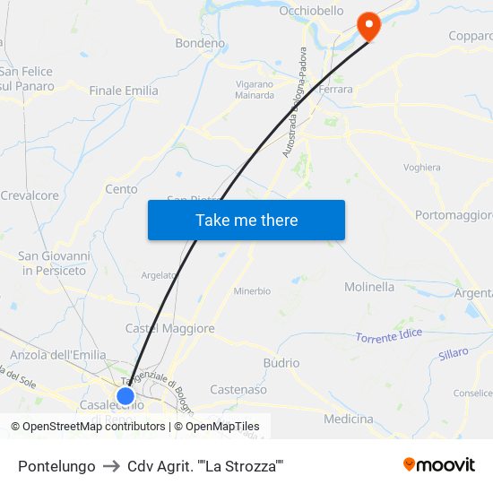 Pontelungo to Cdv Agrit. ""La Strozza"" map