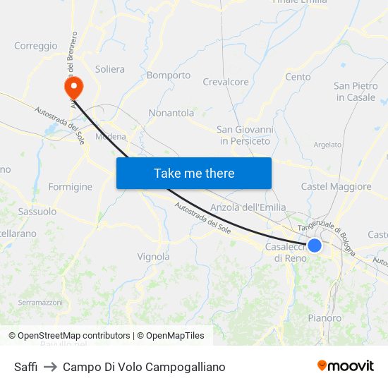 Saffi to Campo Di Volo Campogalliano map