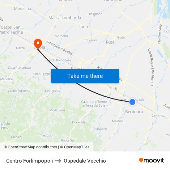 Centro Forlimpopoli to Ospedale Vecchio map