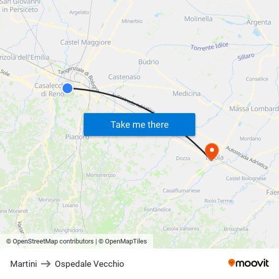 Martini to Ospedale Vecchio map