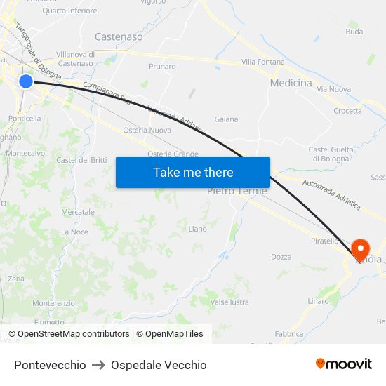 Pontevecchio to Ospedale Vecchio map
