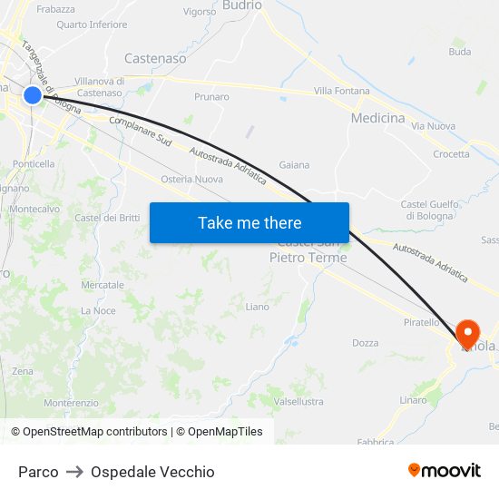 Parco to Ospedale Vecchio map