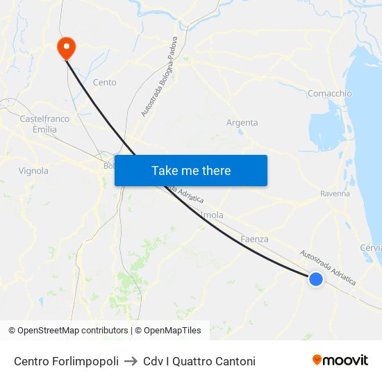 Centro Forlimpopoli to Cdv I Quattro Cantoni map