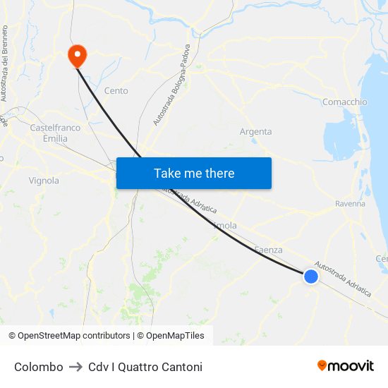 Colombo to Cdv I Quattro Cantoni map