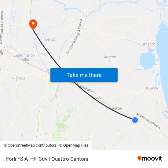 Forli FS A to Cdv I Quattro Cantoni map