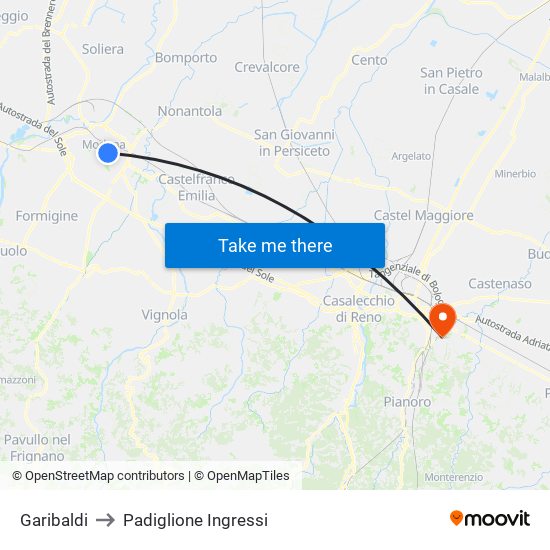 Garibaldi to Padiglione Ingressi map