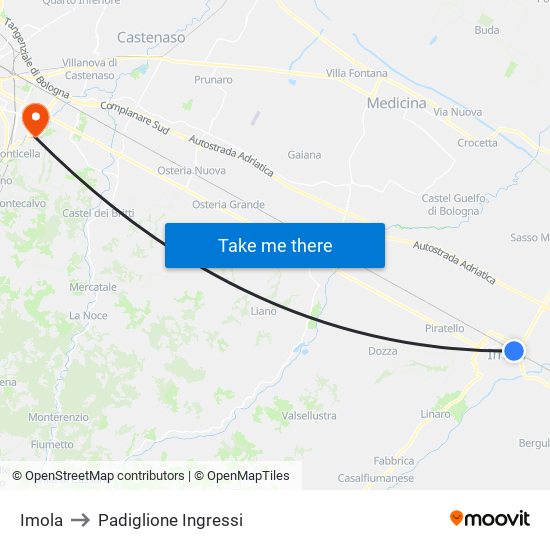 Imola to Padiglione Ingressi map