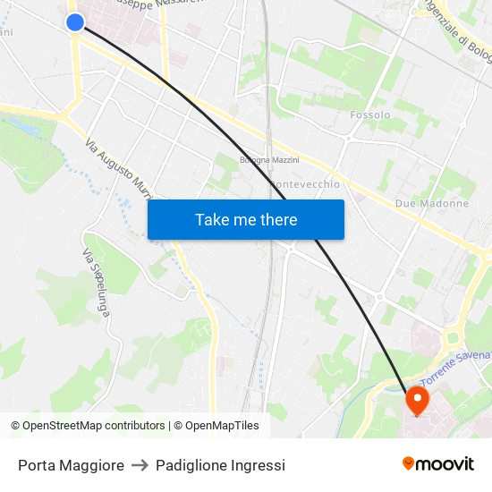 Porta Maggiore to Padiglione Ingressi map