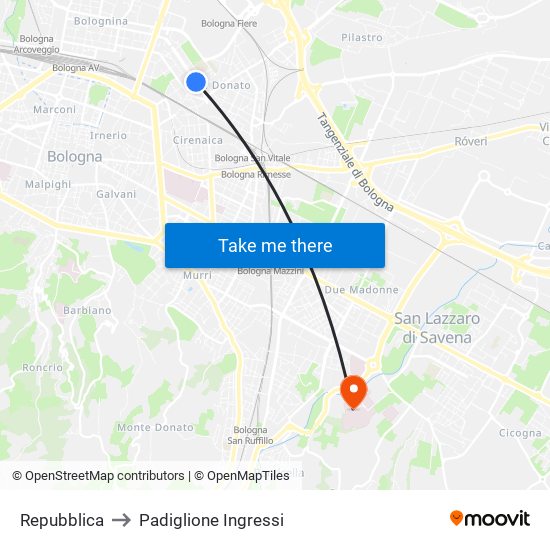 Repubblica to Padiglione Ingressi map