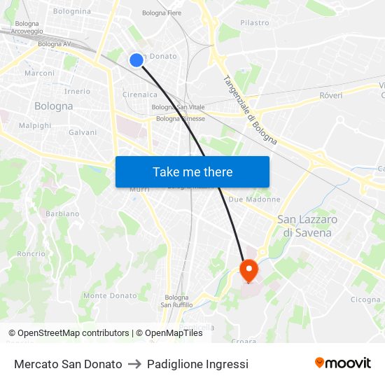 Mercato San Donato to Padiglione Ingressi map