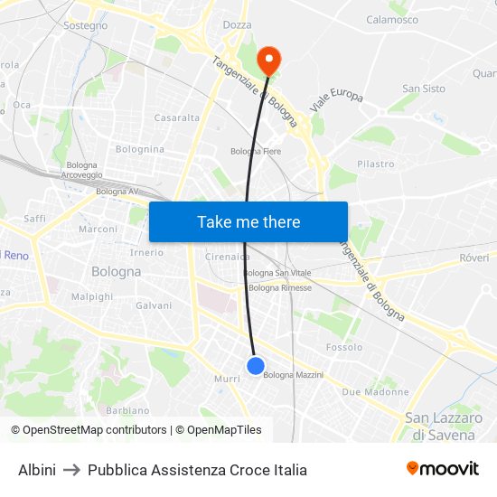 Albini to Pubblica Assistenza Croce Italia map